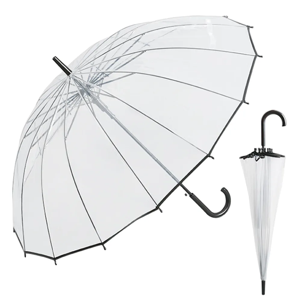 23” Transparent Umbrella with Black Trimming