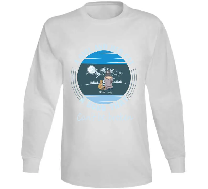 A Girl And Her Cat - On Blk Long Sleeve T Shirt