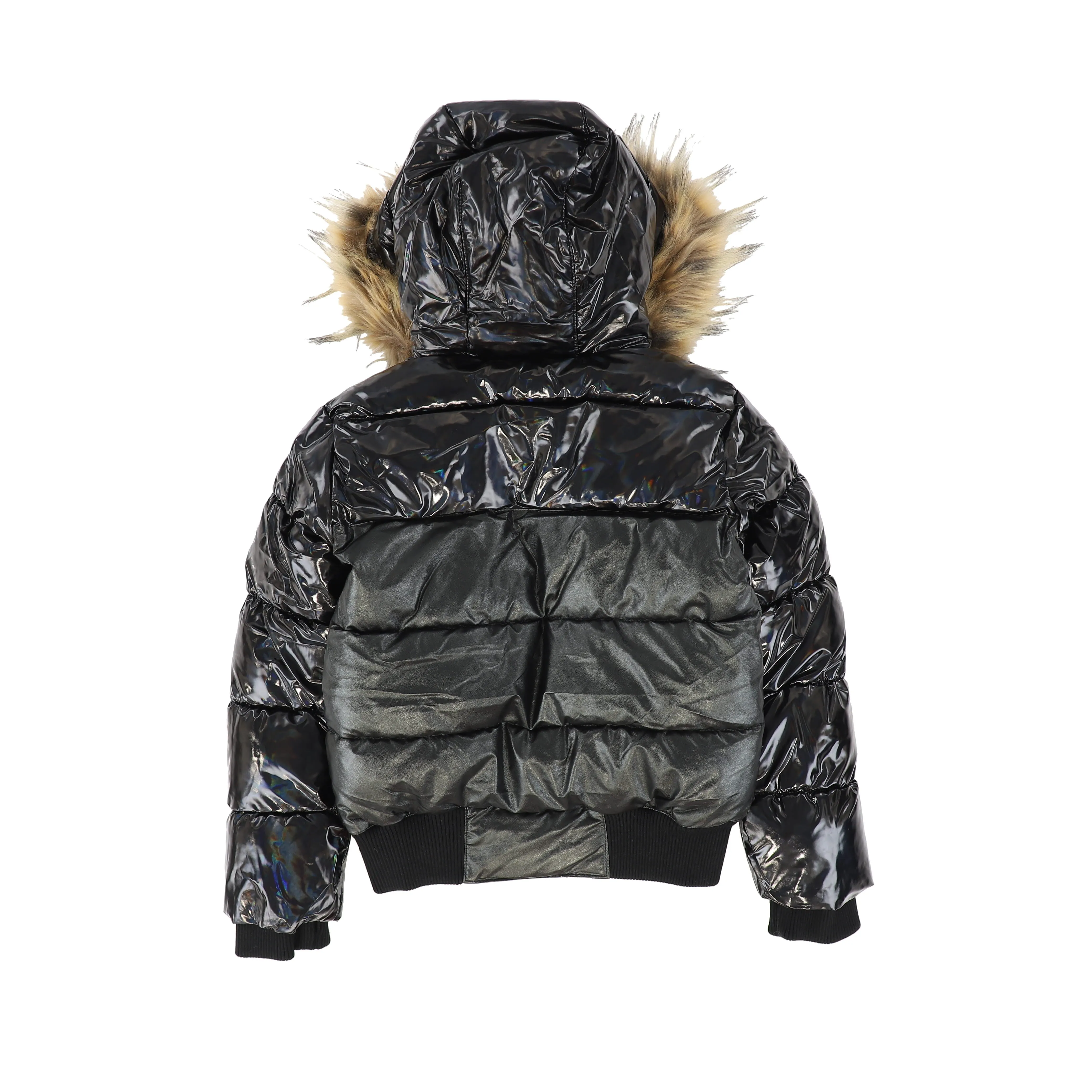 Childrens Stylish Black & Natural Faux Fur Puffer Coat by Appaman