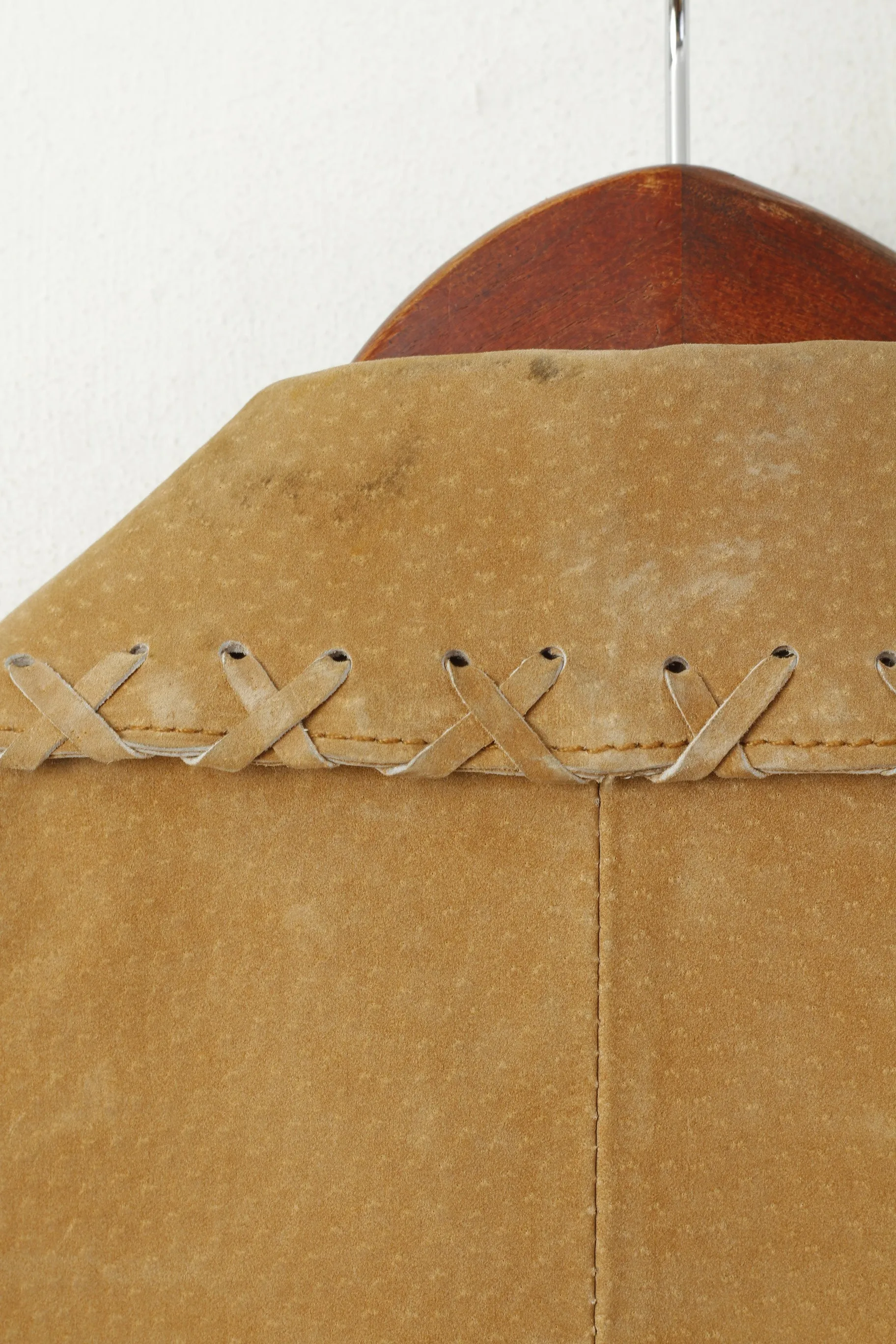 B Young Women M Jacket Beige Leather Western Lace Up Blazer Top