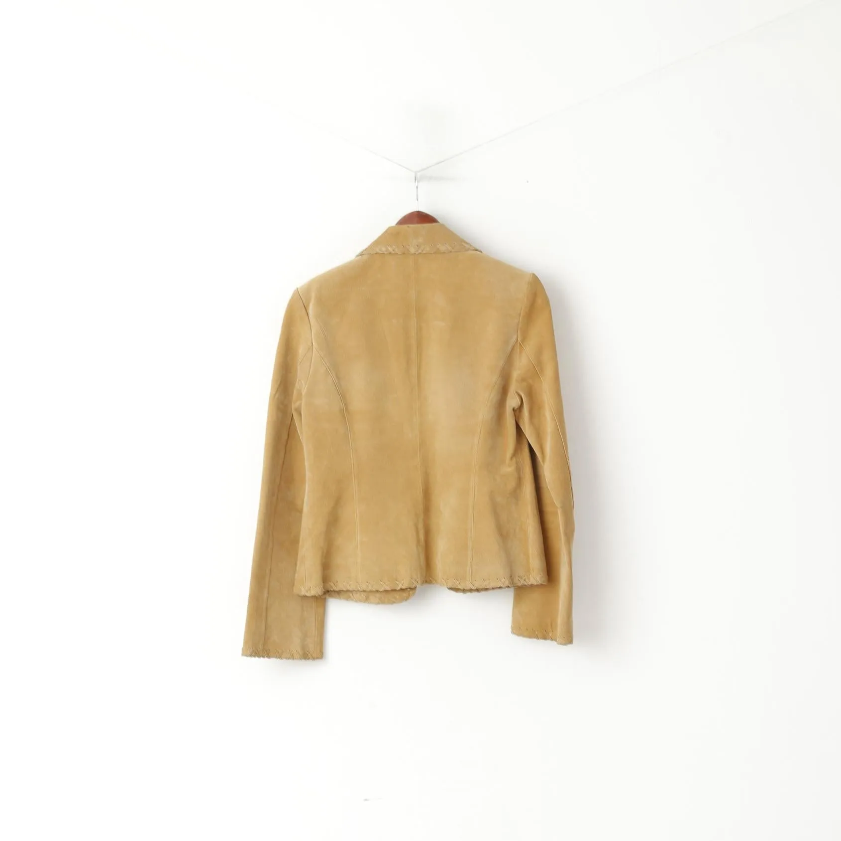 B Young Women M Jacket Beige Leather Western Lace Up Blazer Top