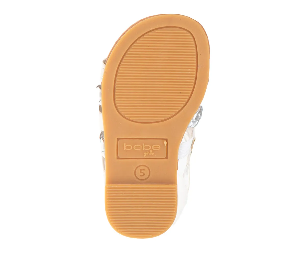 bebe Girl's Comfy Gladiator Flat Sandals with Gold Braided Strappy Design - Flat Sandals for Toddler