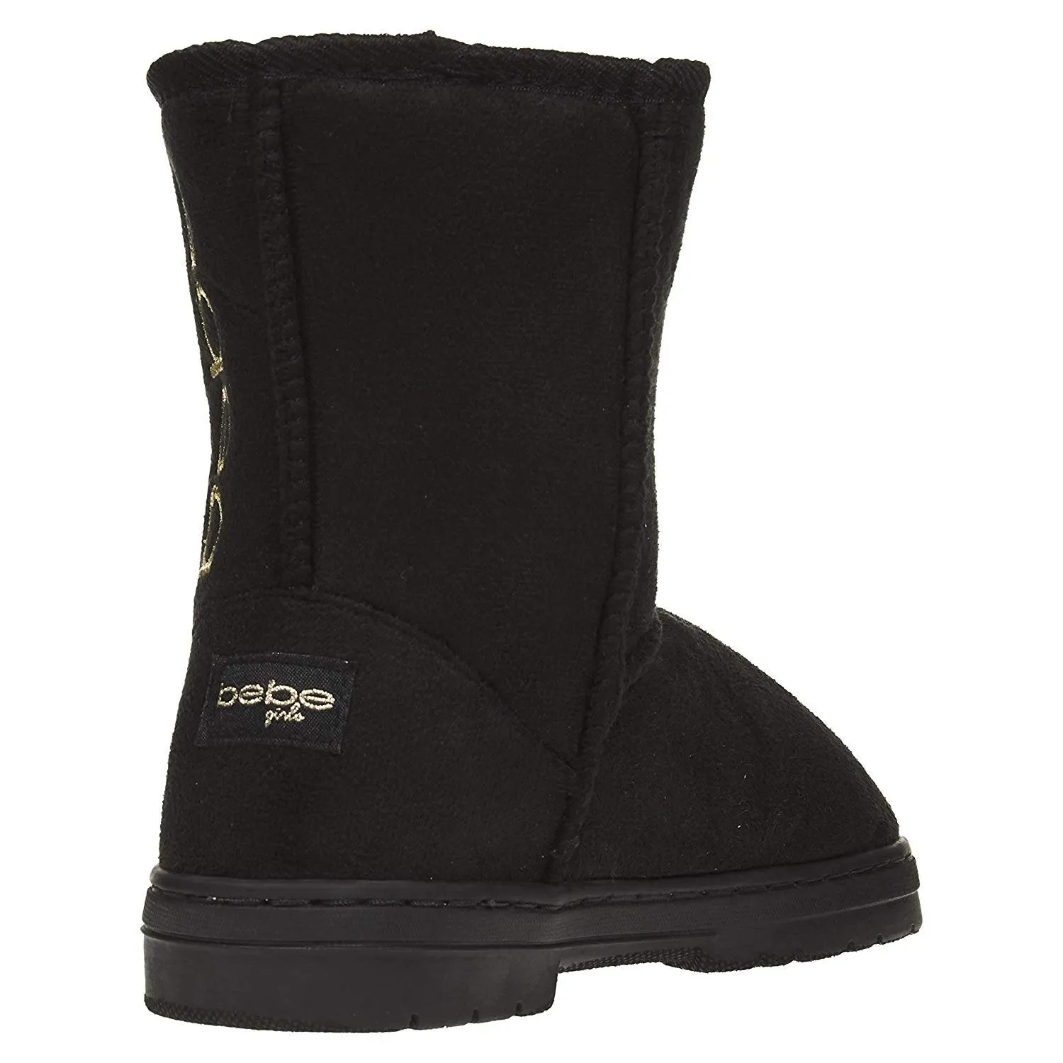bebe Girls Winter Boots Designed with Side Logo Embroidery Casual Warm Slip-On Mid-Calf Microsuede Walking Snow Flat Shoes