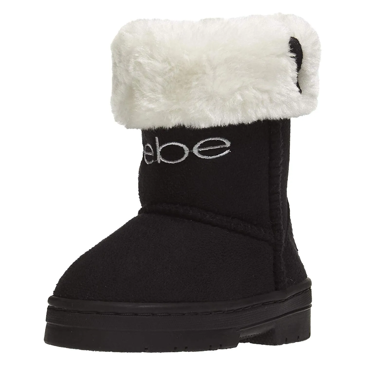 bebe Toddler Girls Microsuede Winter Boots Faux Fur Cuffs Comfort Slip-On Shoes
