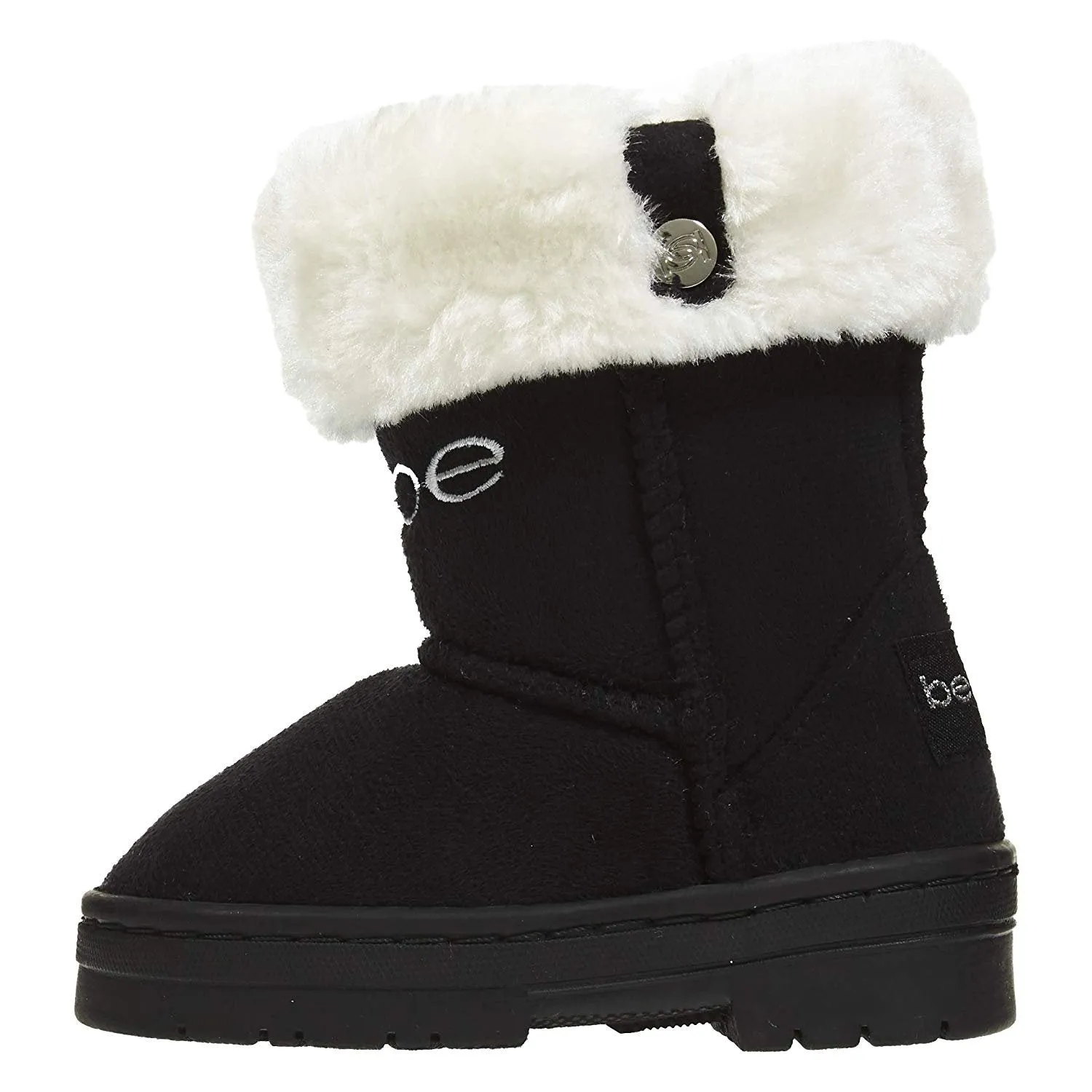 bebe Toddler Girls Microsuede Winter Boots Faux Fur Cuffs Comfort Slip-On Shoes