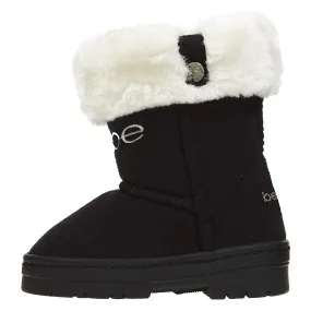 bebe Toddler Girls Microsuede Winter Boots Faux Fur Cuffs Comfort Slip-On Shoes