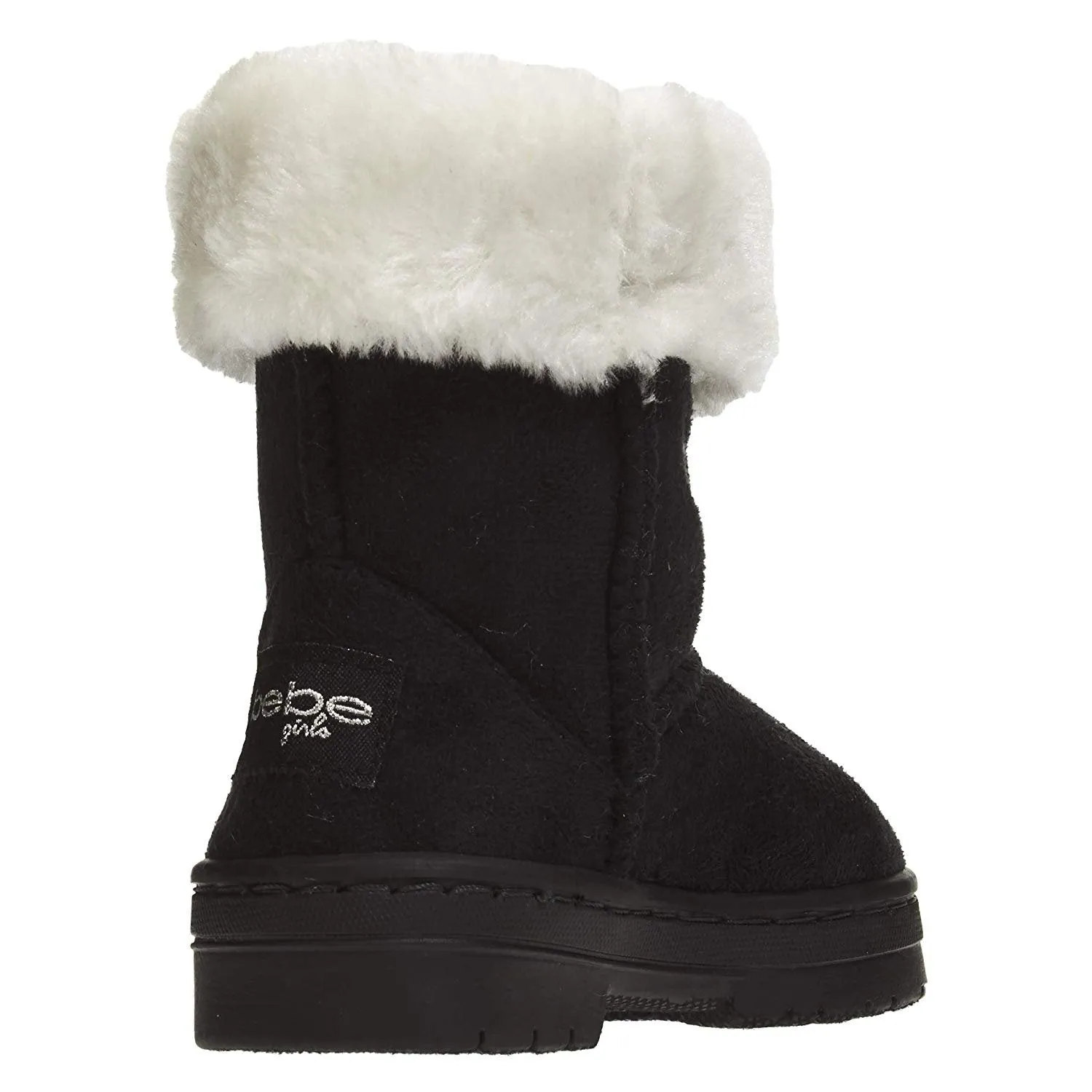 bebe Toddler Girls Microsuede Winter Boots Faux Fur Cuffs Comfort Slip-On Shoes