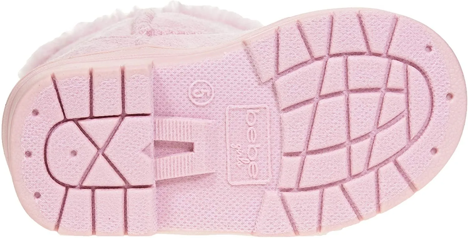 bebe Toddler Girls Winter Boots with Rhinestones Buttons Slip-On Mid-Calf Fashion Shoes