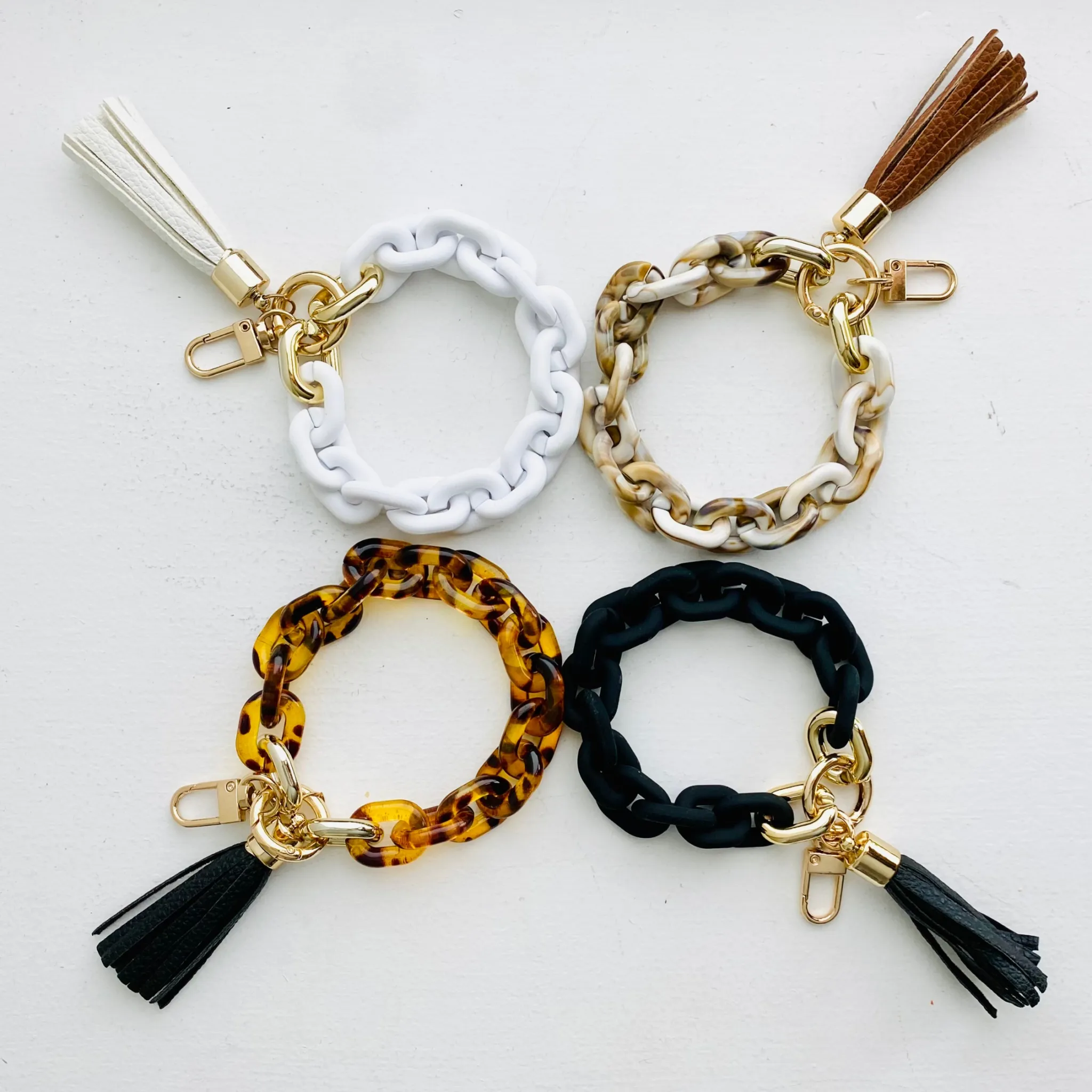 Chain Link Bangle Keychain Teal