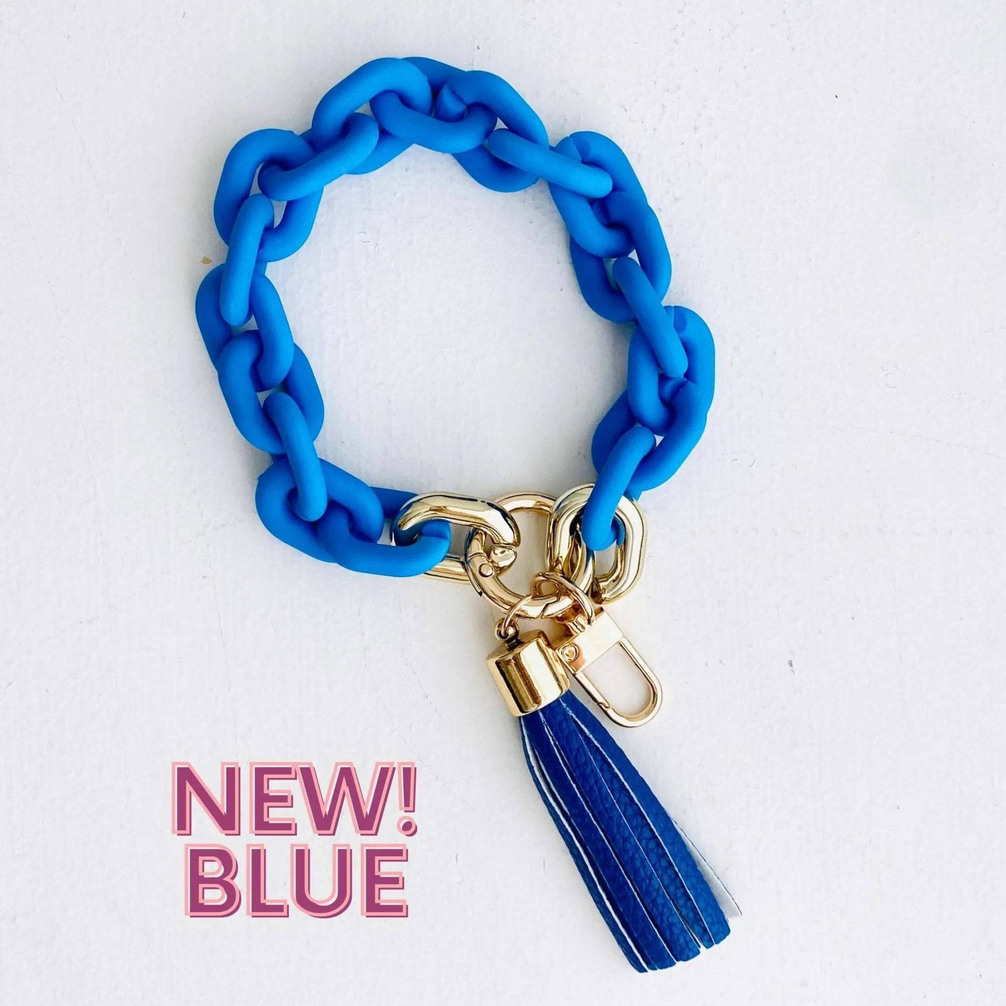 Chain Link Bangle Keychain Teal