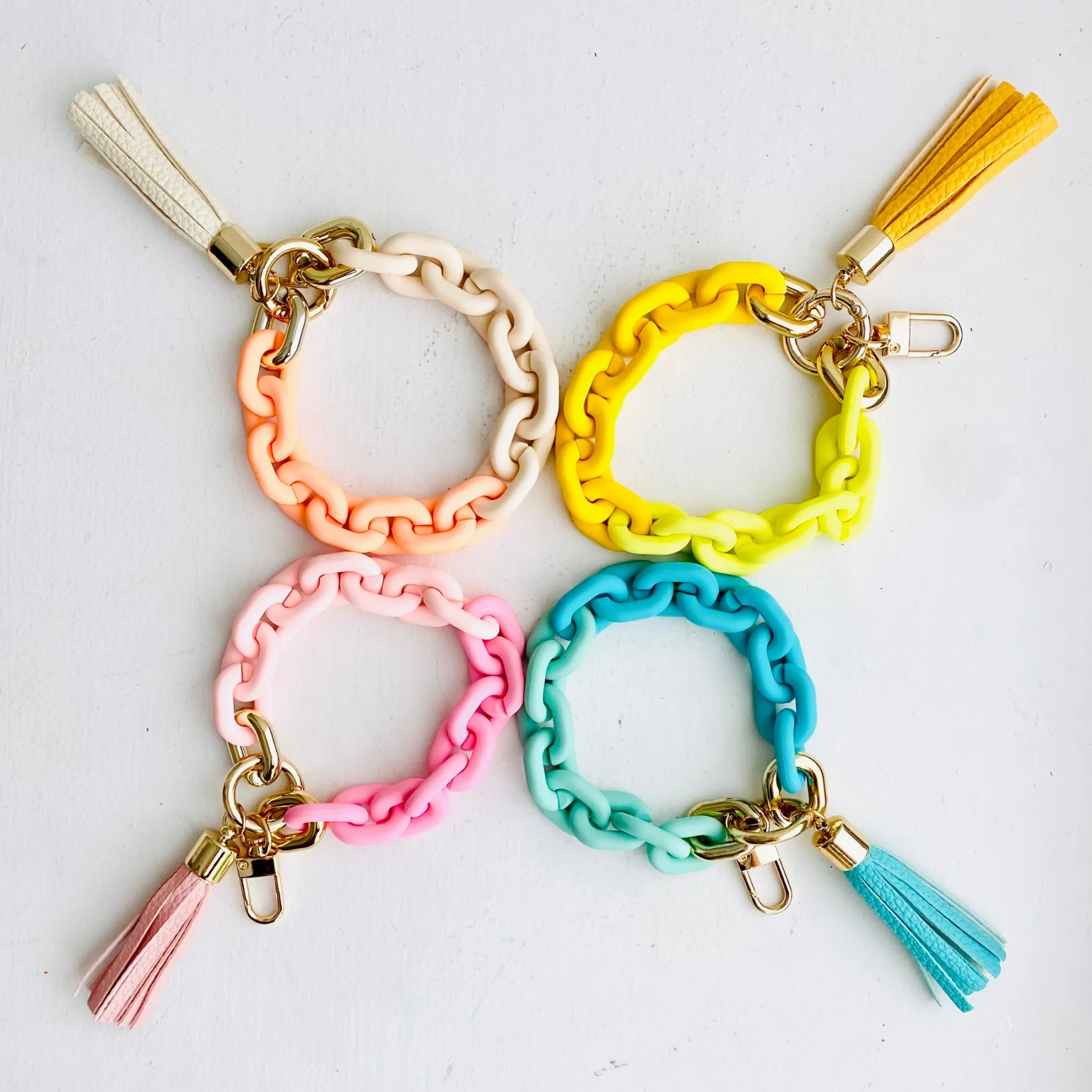 Chain Link Bangle Keychain Teal
