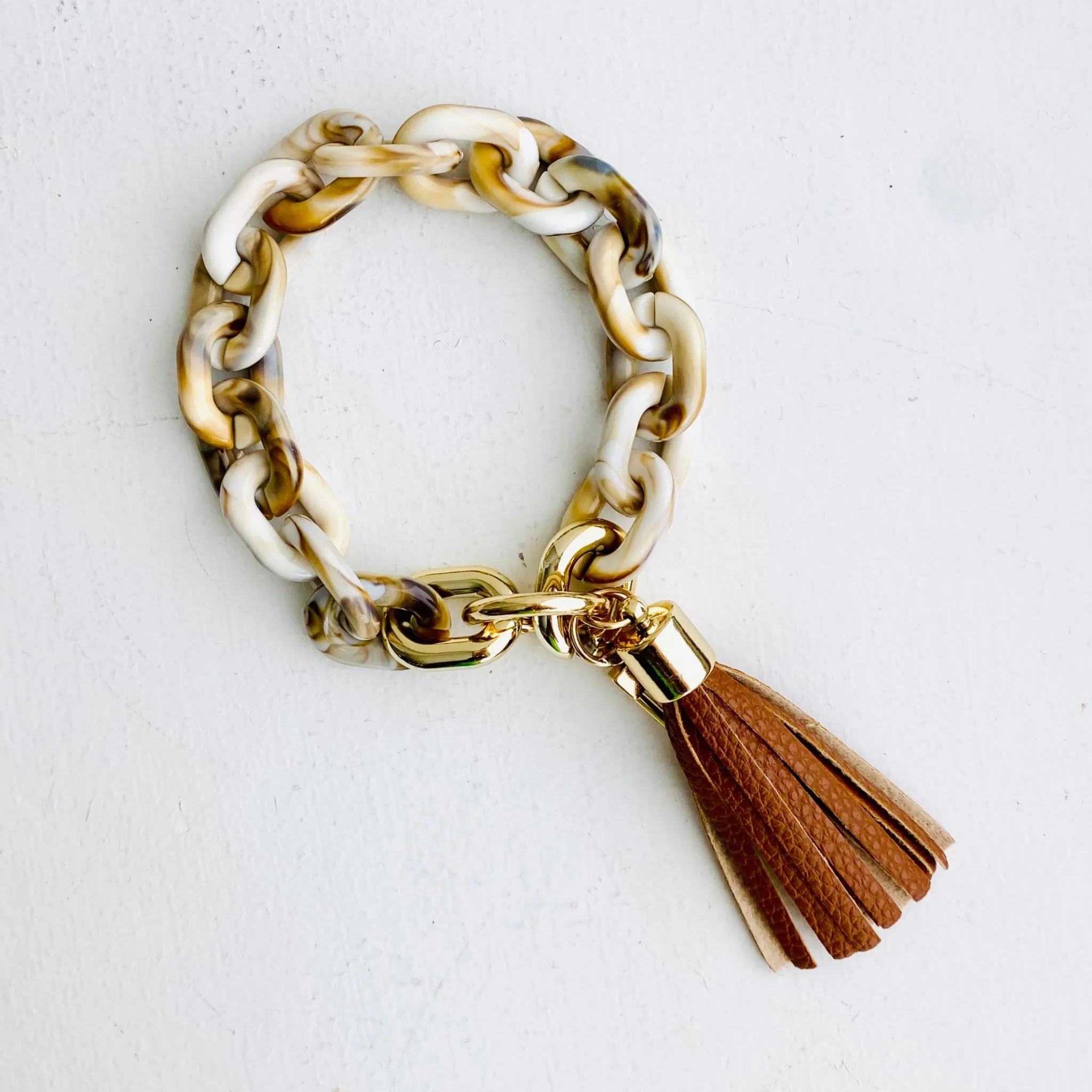 Chain Link Bangle Keychain Teal