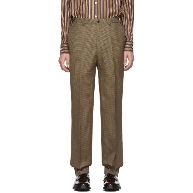Cobra S.C. Brown and Black Wool Houndstooth Classic Trousers