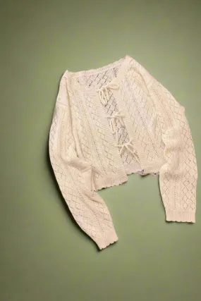 Cottagecore Tie-Front Open Knit Cardigan