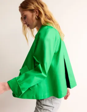 Cropped Trench Jacket-Bright Green with Navy Pop