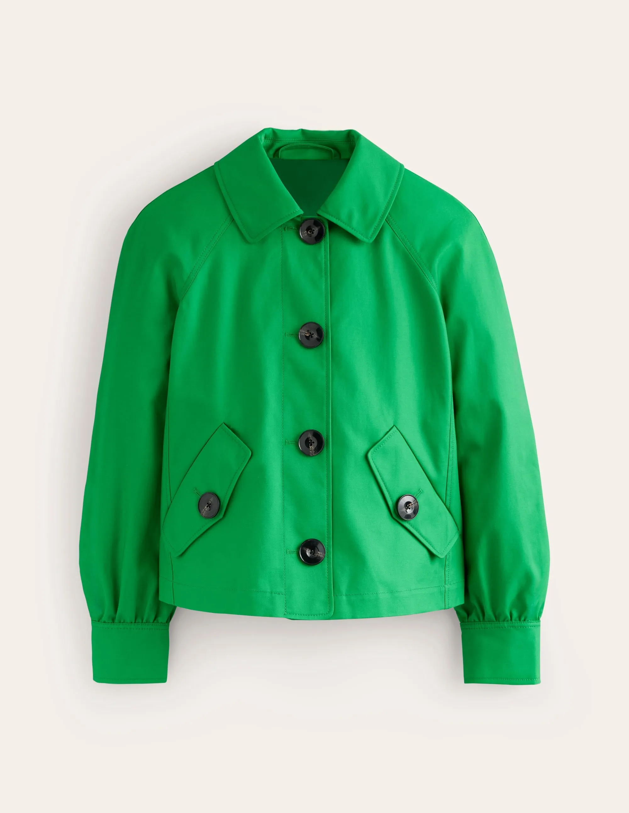Cropped Trench Jacket-Bright Green with Navy Pop