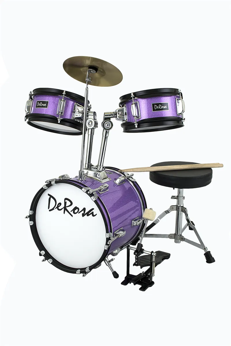 De Rosa USA 3 Piece 12" Kid's Junior Drum Set Complete