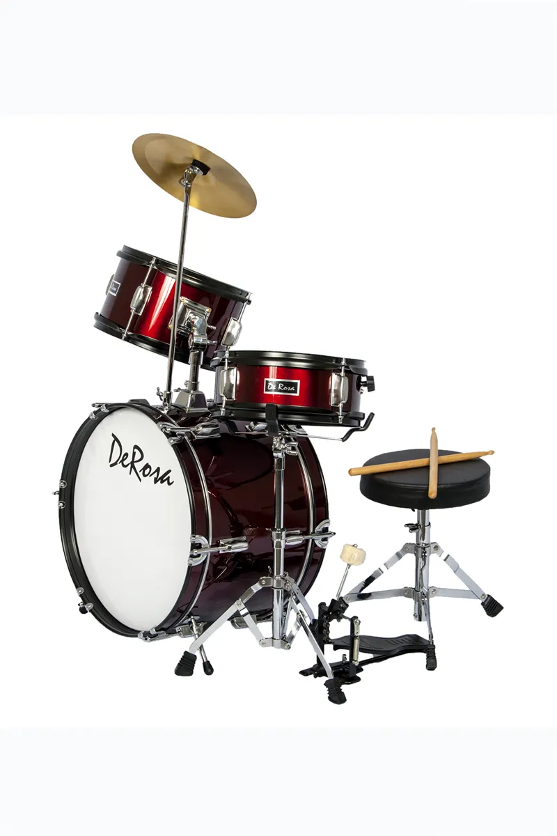 De Rosa USA 3 Piece 16" Kid's Junior Drum Set Complete