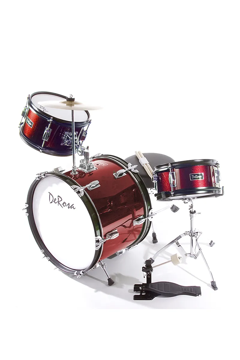 De Rosa USA 3 Piece 16" Kid's Junior Drum Set Complete