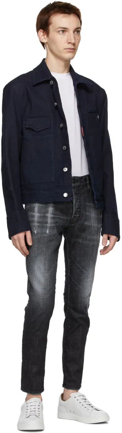 Dsquared2 Indigo Denim Aviator Jacket