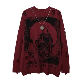 E-Girl Kampfgeist Ripped Knitwear mit düsterem Desig