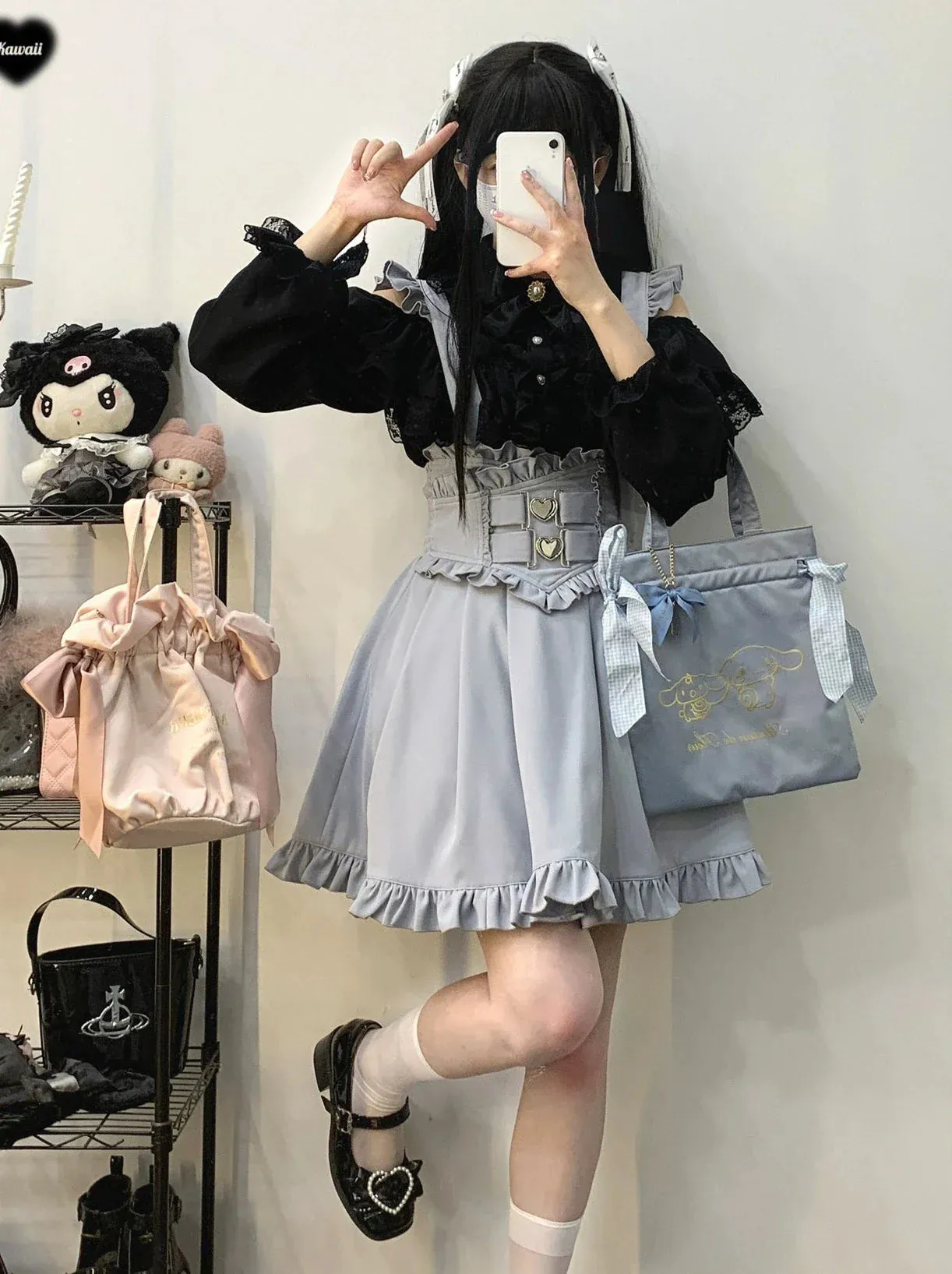 Flir Shoulder Love Buckle Strap A line Skirt