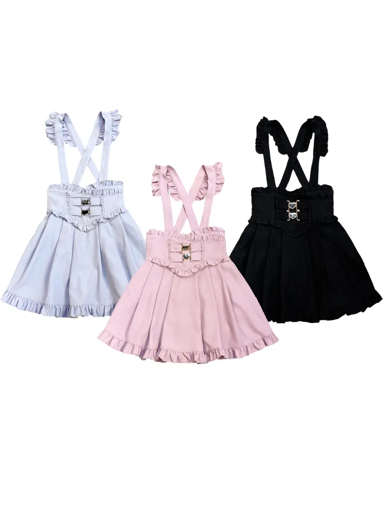 Flir Shoulder Love Buckle Strap A line Skirt