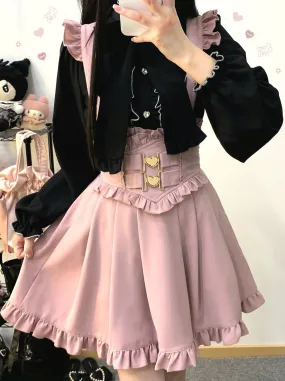 Flir Shoulder Love Buckle Strap A line Skirt