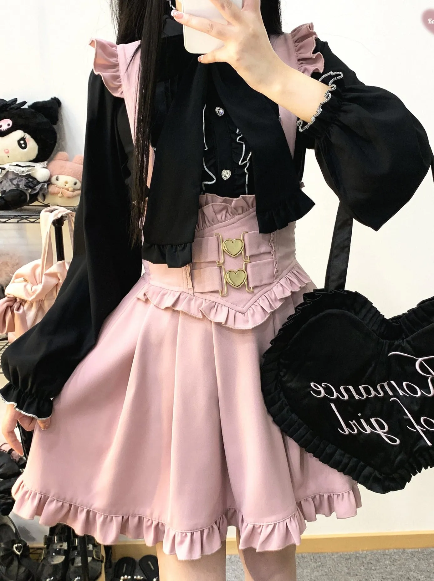 Flir Shoulder Love Buckle Strap A line Skirt
