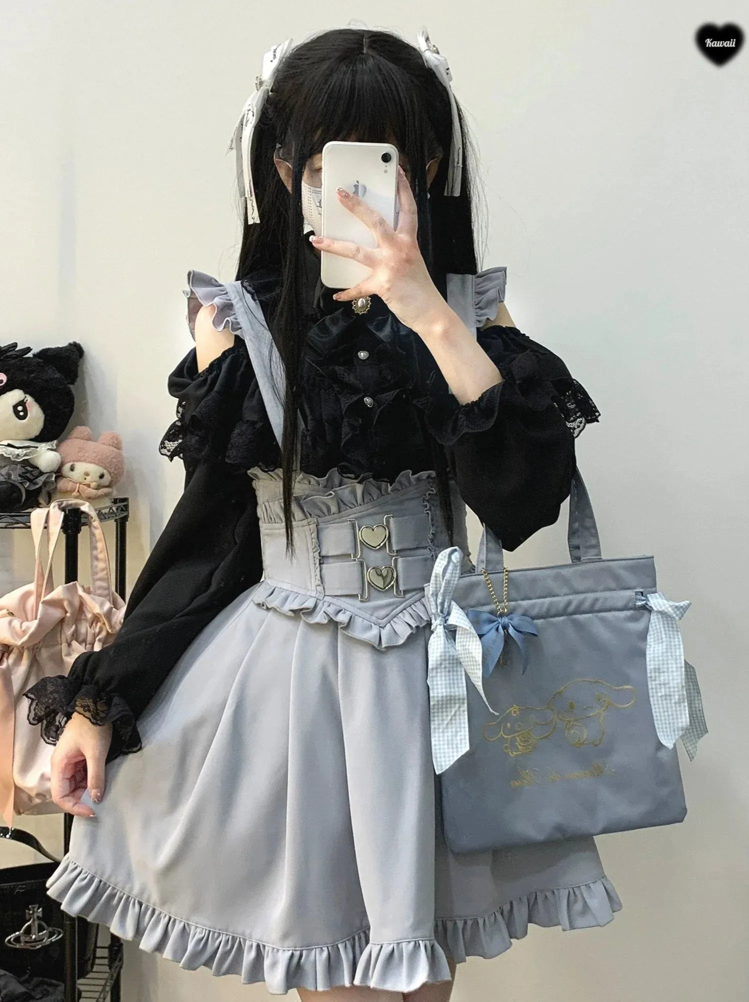 Flir Shoulder Love Buckle Strap A line Skirt
