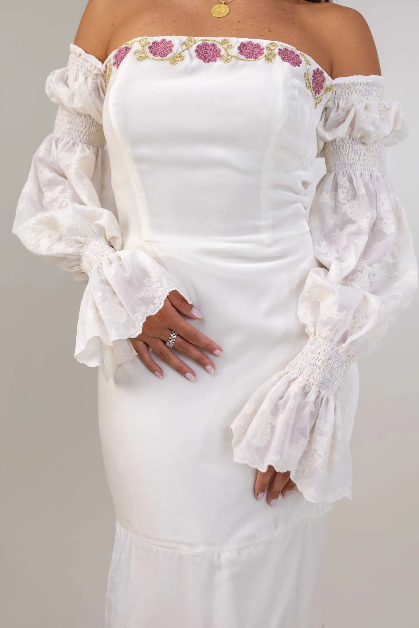 Floral Velvet Bridal Dress