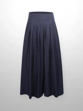 Full Pleated Skirt-Navy