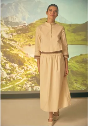 Gathered Full Skirt with Crochet Waistband
