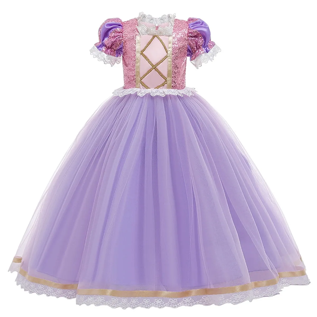 Girls Rapunzel Princess Sofia Costume Birthday Christmas Halloween Cosplay Carnival Fancy Dress w/Gloves Accessories