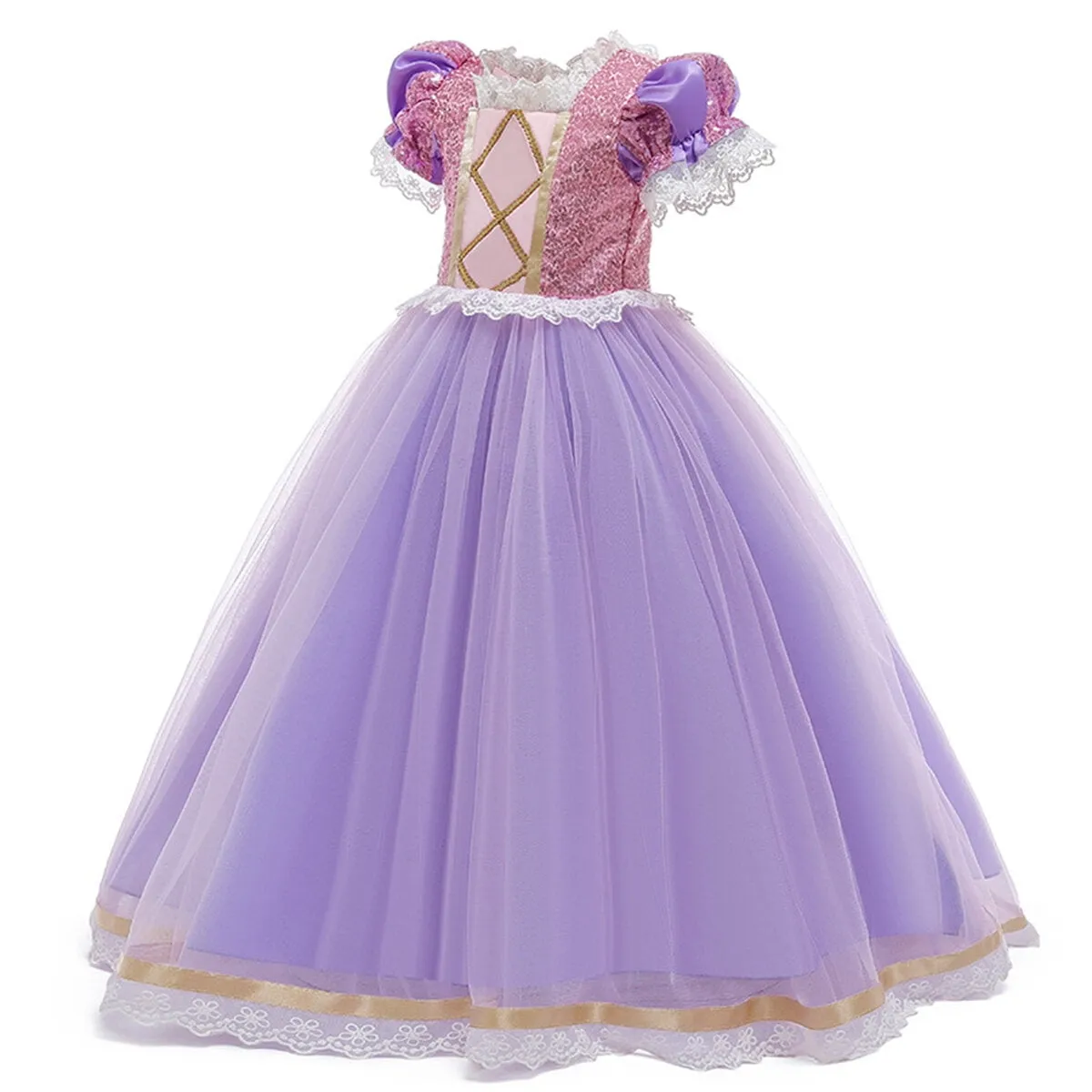 Girls Rapunzel Princess Sofia Costume Birthday Christmas Halloween Cosplay Carnival Fancy Dress w/Gloves Accessories