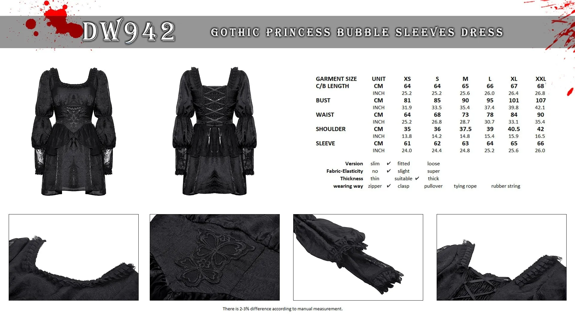 Gothic princess bubble sleeves dress DW942