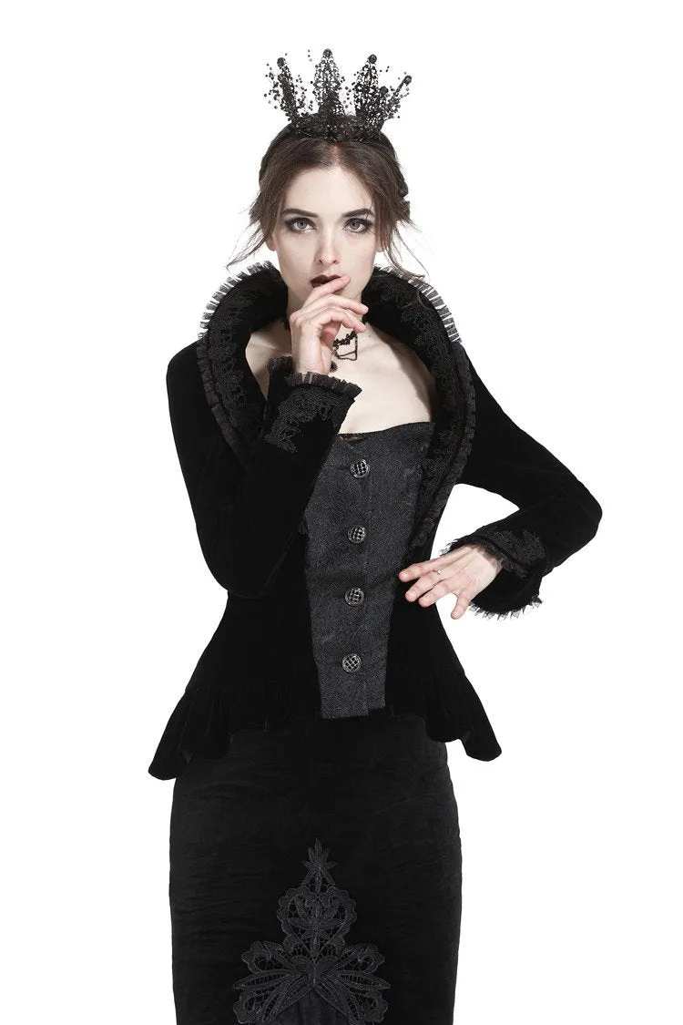 Gothic royal floral stand-up collar velvet jacket JW180