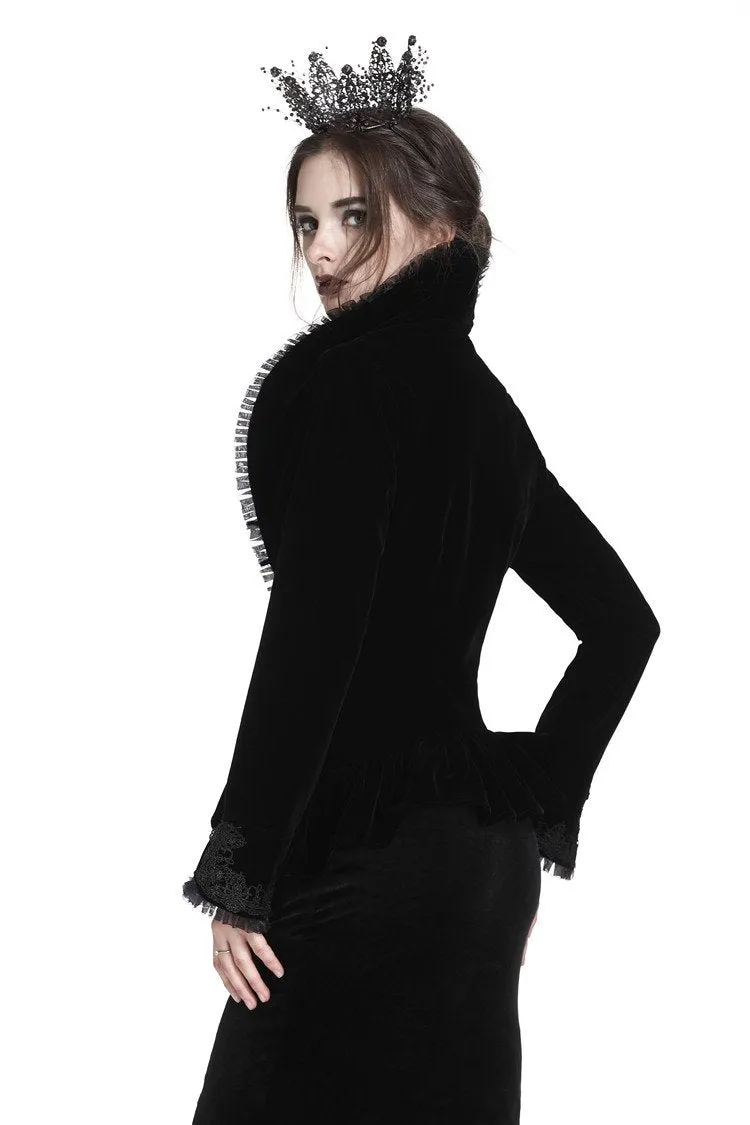 Gothic royal floral stand-up collar velvet jacket JW180