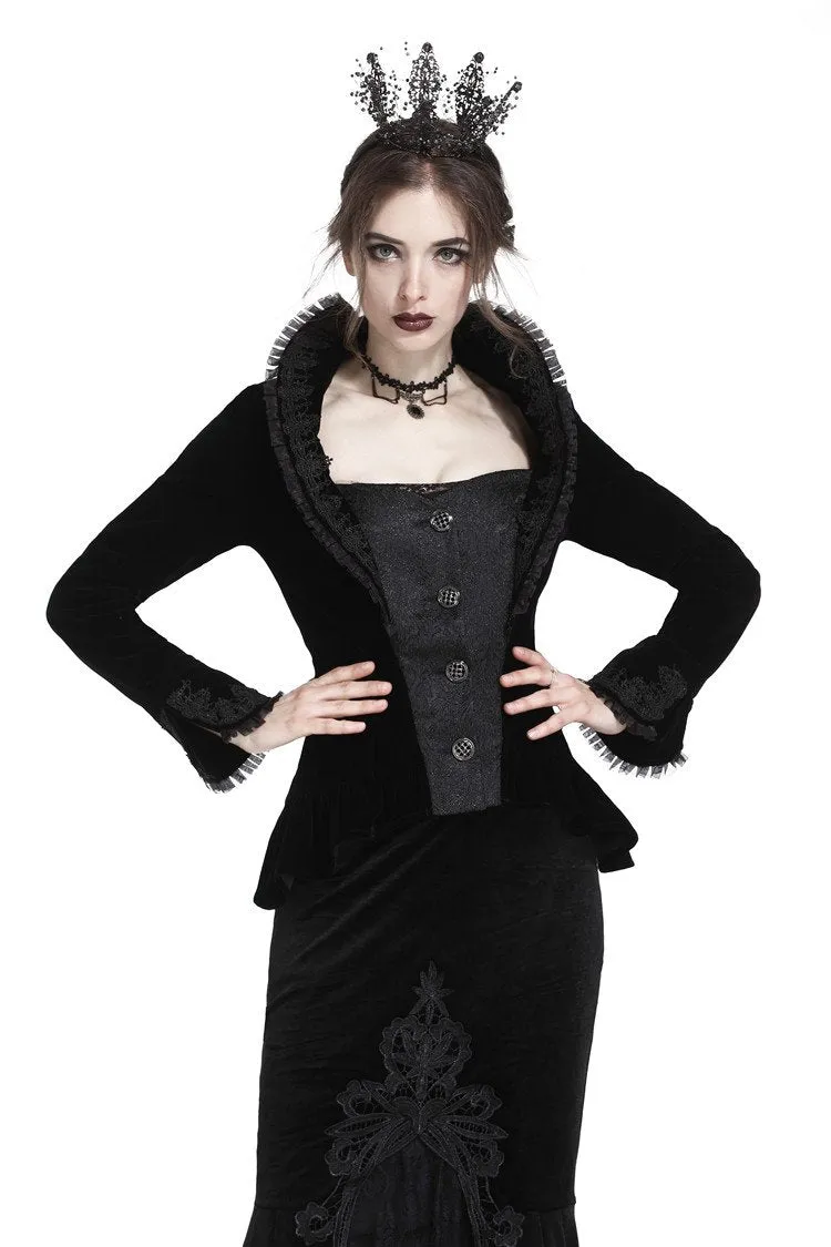 Gothic royal floral stand-up collar velvet jacket JW180