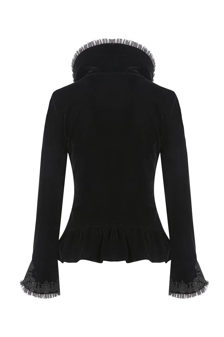 Gothic royal floral stand-up collar velvet jacket JW180