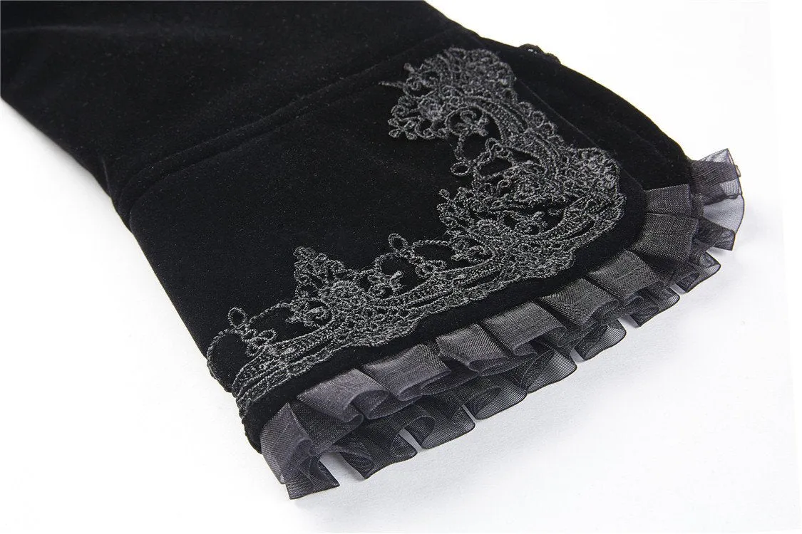 Gothic royal floral stand-up collar velvet jacket JW180