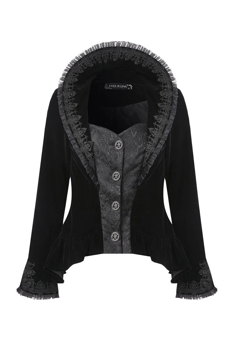 Gothic royal floral stand-up collar velvet jacket JW180