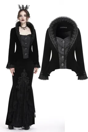 Gothic royal floral stand-up collar velvet jacket JW180