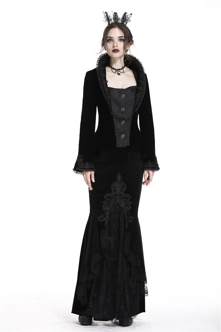 Gothic royal floral stand-up collar velvet jacket JW180