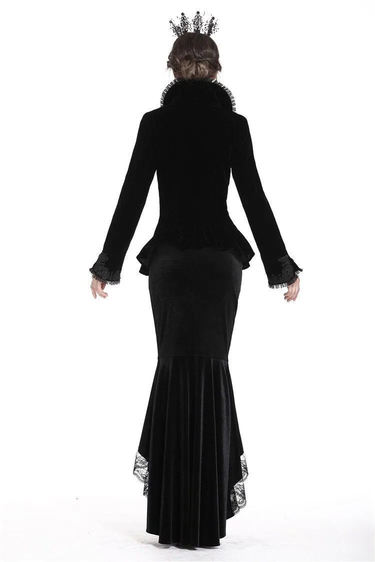 Gothic royal floral stand-up collar velvet jacket JW180