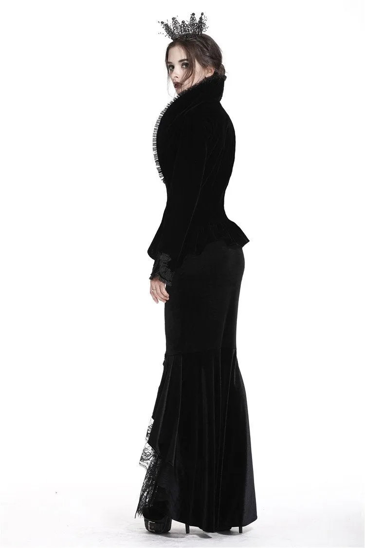 Gothic royal floral stand-up collar velvet jacket JW180