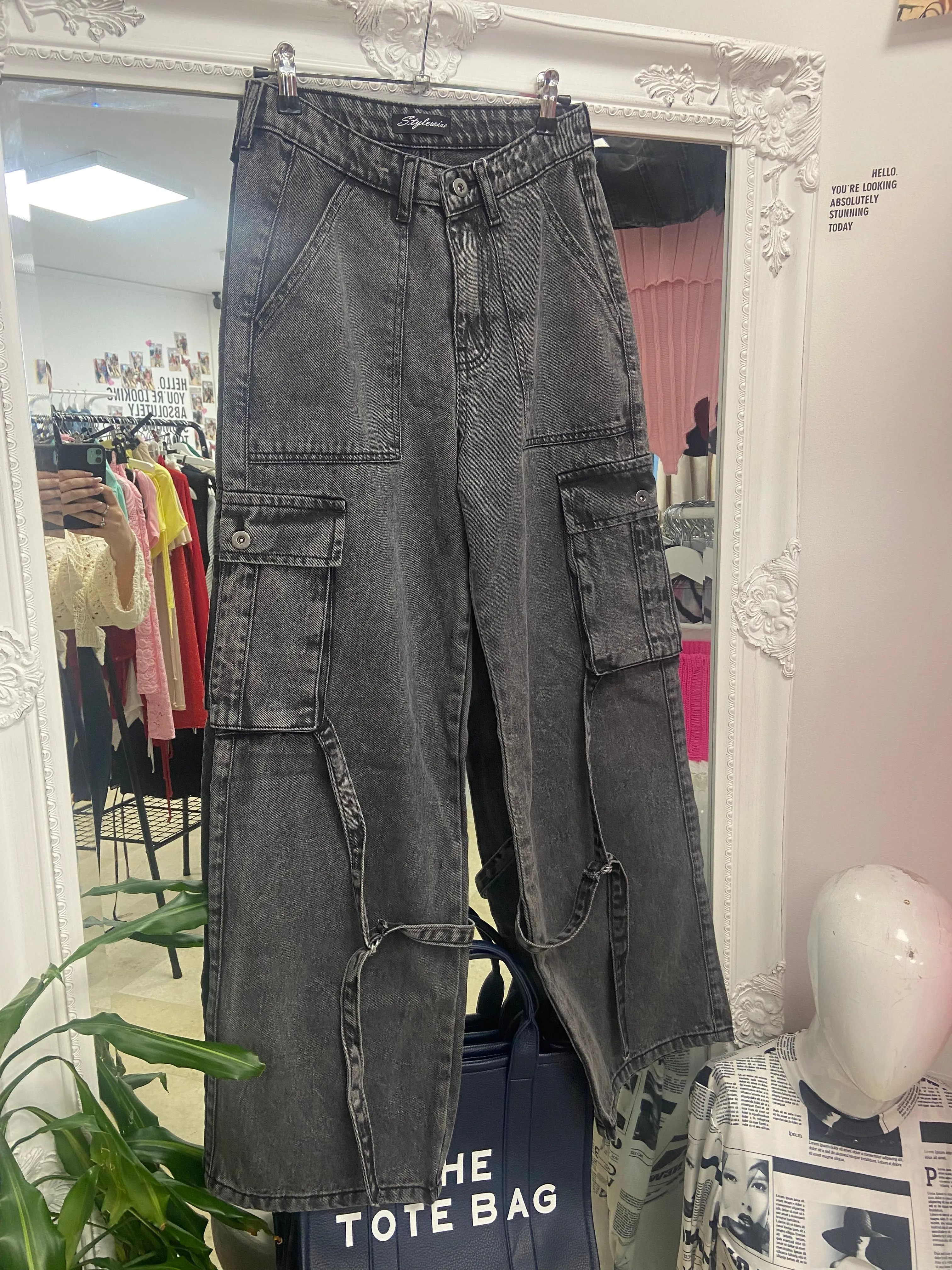 High Waist Wide Leg Cargo Jeans