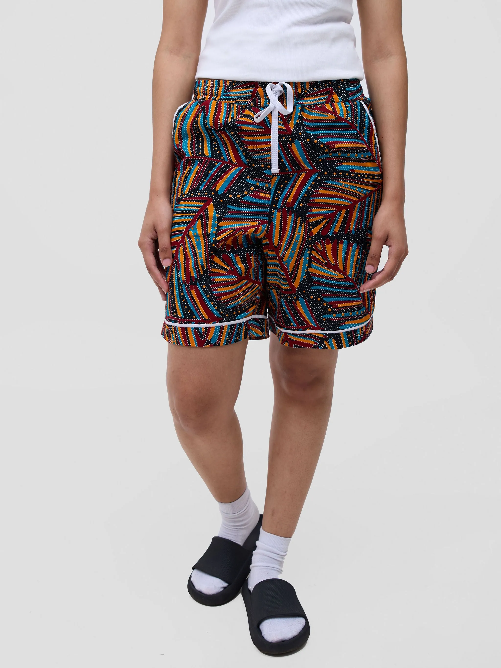 Kitenge Design Lounge Short for Women Floral Red Dots