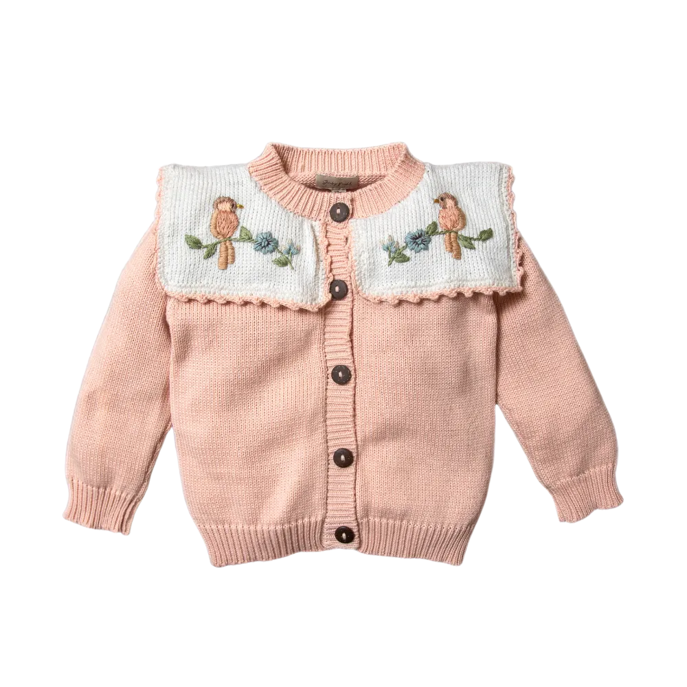 Little Birdie cardigan (Cotton) - Cantaloupe