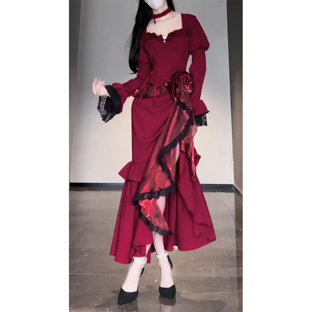 Lolita fishtail skirt elegant slim dress dress